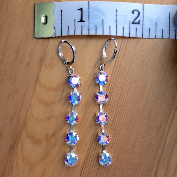 Aurora Borealis Crystal Drop Earrings - Picture 4 of 13